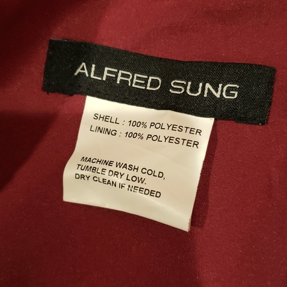 Alfred Sung New Burgundy Red Satin Sleeveless A-Line Gown Dress Size 18 #D811S - Picture 6 of 7